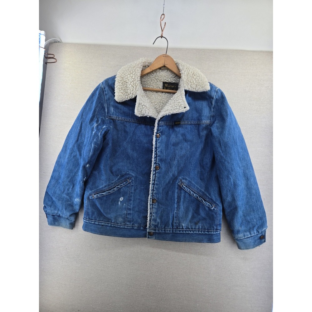 Vintage Maverick Ranch Coat Sherpa Lined Denim Jacket Mens Large
